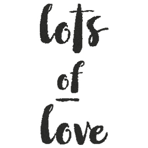Typostempel "lots of love"