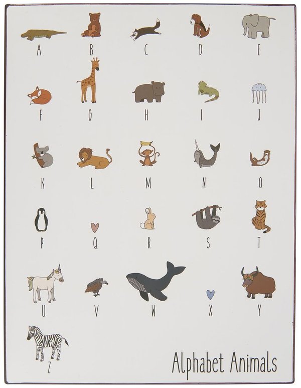 Metallschild "Alphabet Animals"